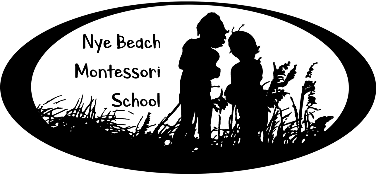 Nye Beach Montessori logo of two children standing together in beach grass